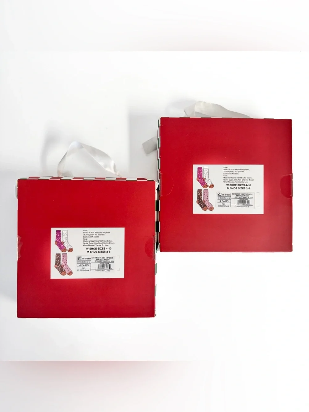 Sockingly Sweet Donut Sprinkles Crew Socks Two 4-Pack Gift Set Boxes NWT